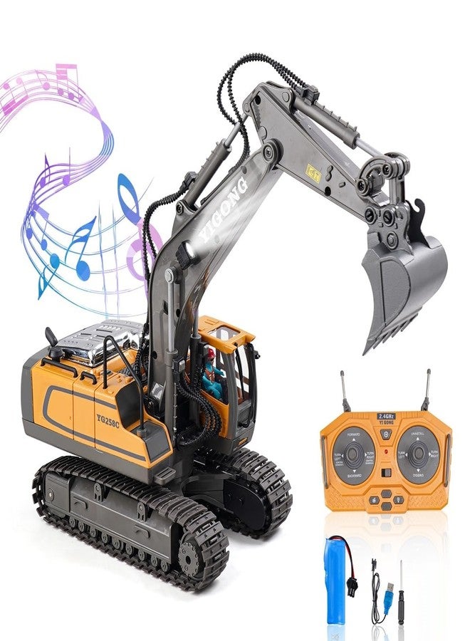 JOYJAY Remote Control Excavator Toys for Boys,11 Channel 1:20 Rc Digger Construction Toys Tractor,Simulated Smoke,Sound,Lighting,Metal Digging Head,Rc Truck Gifts for Boys-Adult,Multicolor - Image 1